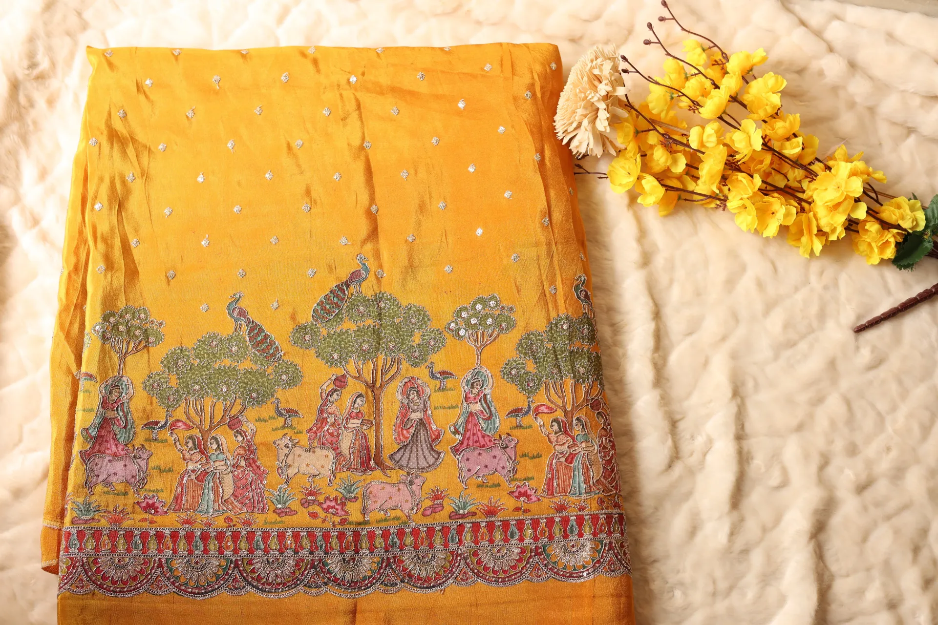 Kalamkari Cosmo Silk (Mustard)
