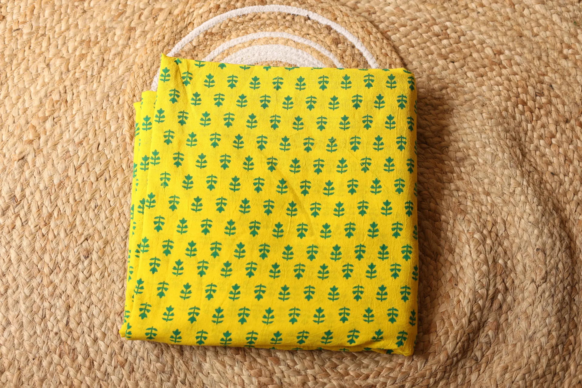 Leaf Motif Print Cotton Fabric