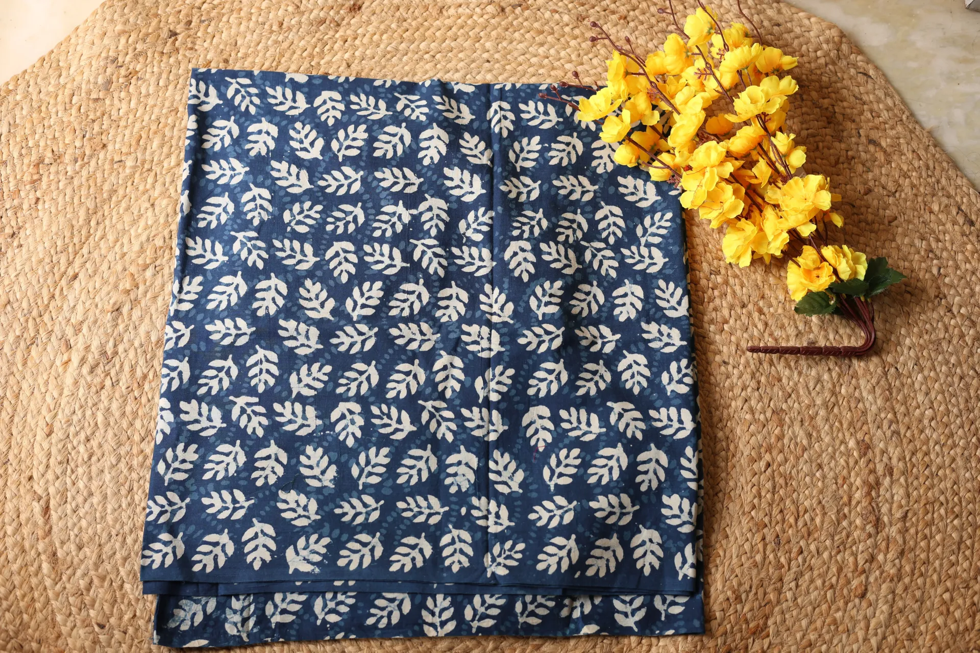 Indigo Print Cotton (Leaf Motif)