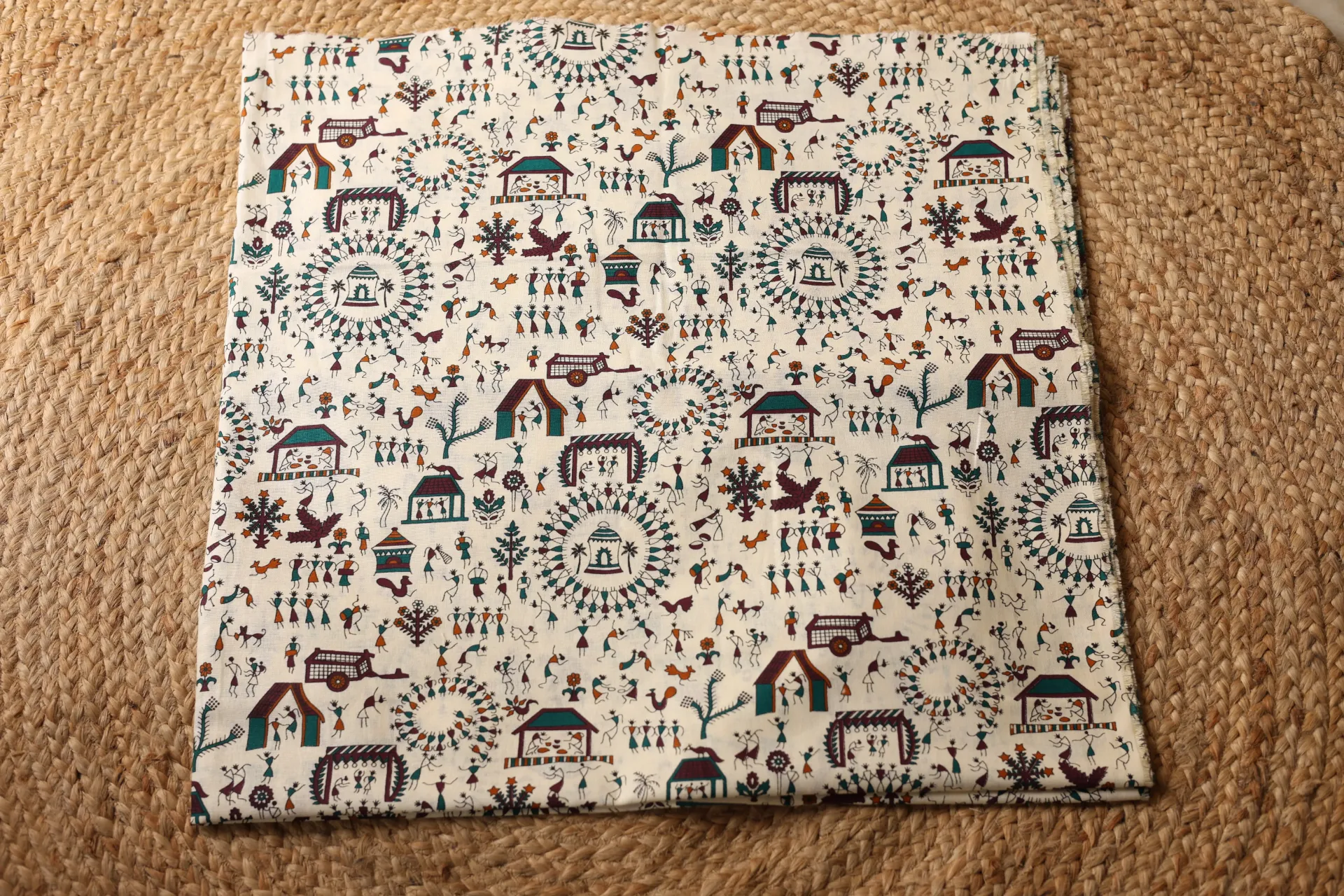 Warli Print Cotton (Deep Green)